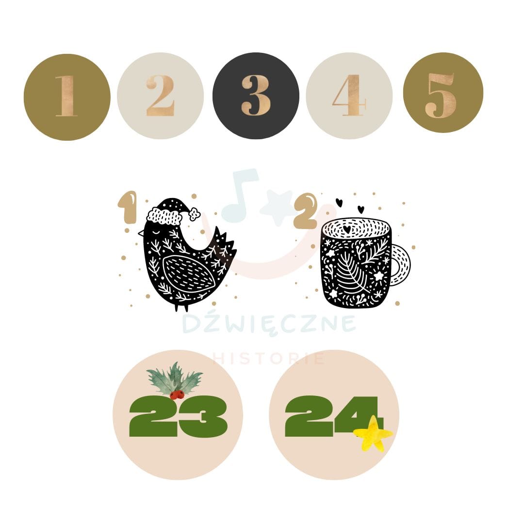 (E-book) Kalendarz adwentowy - naklejki z numerkami