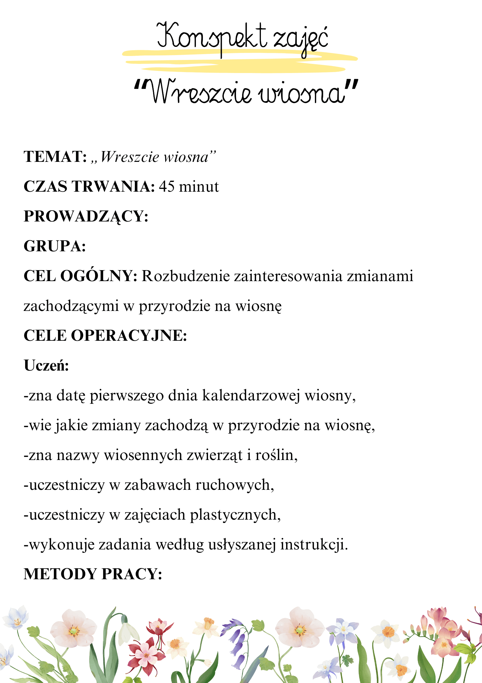(E-book) Konspekt zajęć "Wreszcie wiosna"
