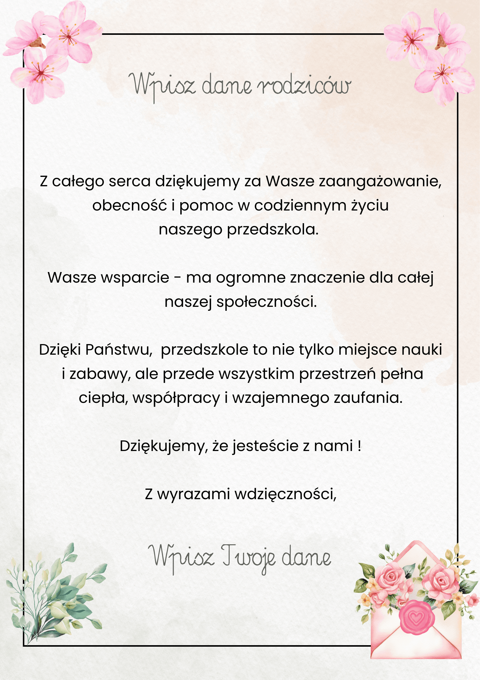 (E-book) Listy - podziękowania dla rodziców (przedszkole)