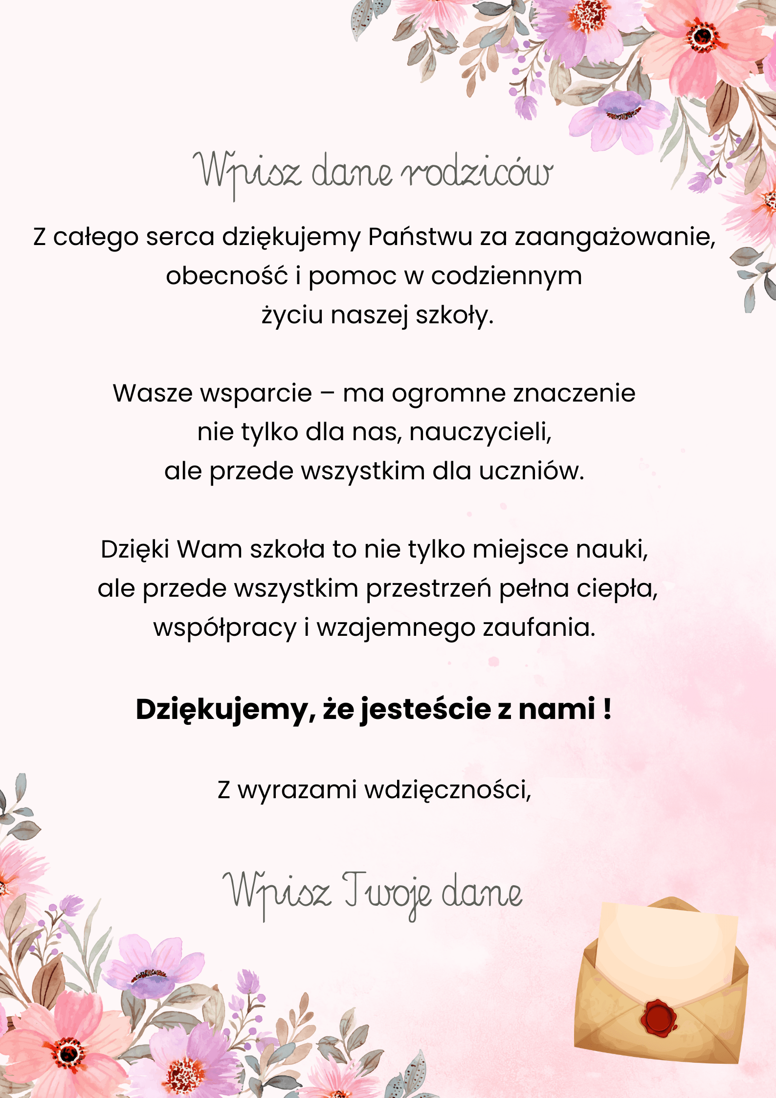 (E-book) Listy - podziękowania dla rodziców (szkoła podstawowa)
