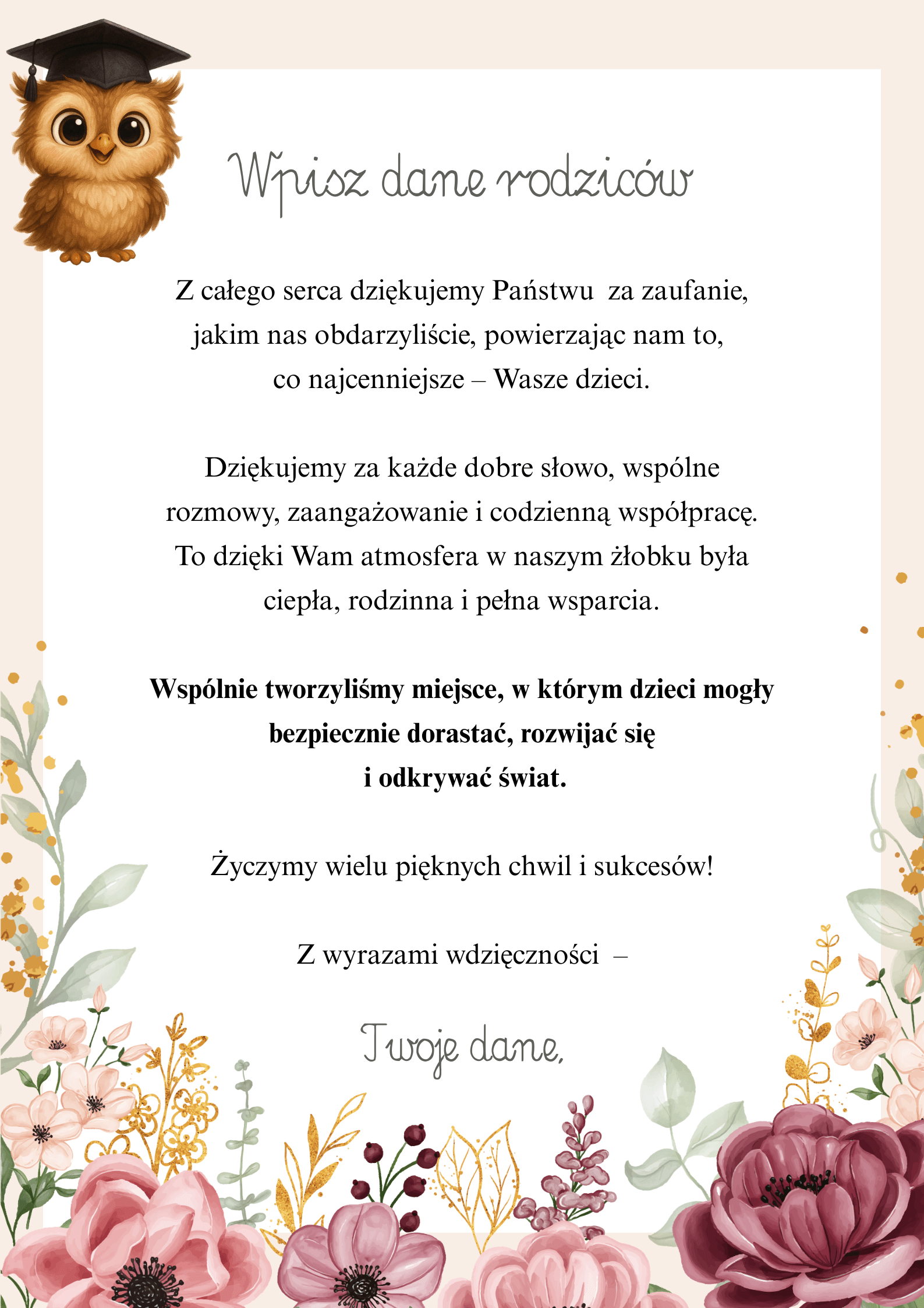 (E-book) Listy - podziękowania dla rodziców (żłobek)